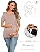 SWOMOG 2 Pack Nursing Tops Short Sleeve Nursing Shirt Double Layer Maternity Tops for Breastfeeding Black Ecru Small
