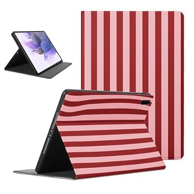 Mrtponk Classic Striped Tablet Case for Samsung Galaxy Tab S9 11" SM-X710/X716B, Fashion Red Pink Stripe Vertical Stripes Geometric Line Cover Lightweight Trifold Stand Soft TPU Back Cover Girl Women