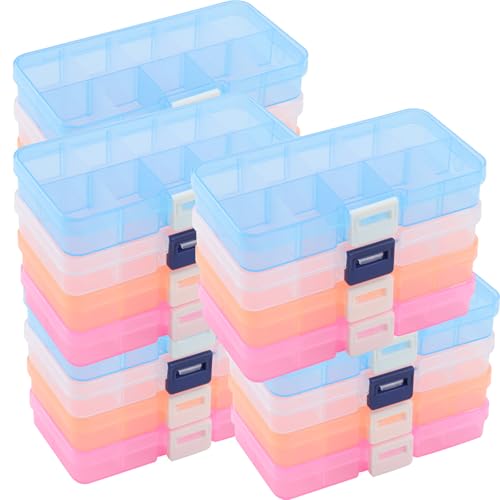 ZEONHEI 32 Pack 10 Grids Small Plastic Jewelry Bead Organizer Box
