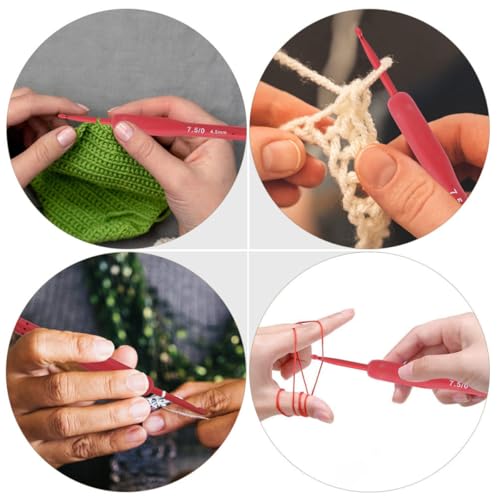 Kit de ganchillos de aluminio y silicona para tejer ropa de invierno sin deformar las puntas 8