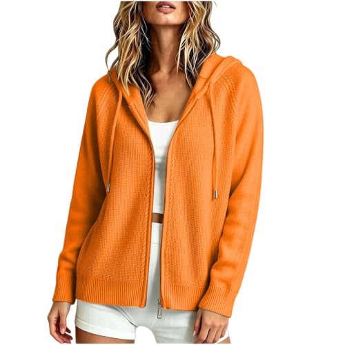 Cárdigan de mujer con cremallera y capucha de punto casual 3