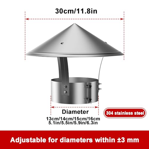 Tapa de chimenea ajustable de acero inoxidable y cónica resistente a lluvia 3