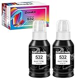 532 EcoTank Ink Bottles Black for Epson 532 Black Ink Bottle Use with ET-M1100 ET-M1120 ET-M1170 ET-M2170 ET-M3170 ET-M3180, T532120-S (2 Pack)