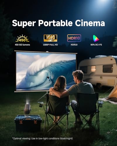 Dangbei Freedo Portable Projector 1080P, Google TV with Licensed Netflix mini Projector Support Powerbank for Outdoor Camping with Stand, Travel Box, 450 ISO Lumens, Dolby Audio, Wifi, Bluetooth - Image 4