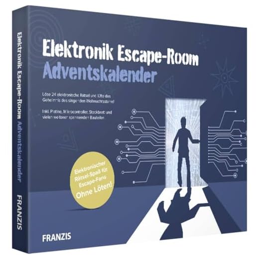 FRANZIS 67154 - Elektronik Escape Room Adventskalender, 24 Tage elektronischer Rätselspaß, ohne Löten, inkl. 40-seitigem Begleitbuch