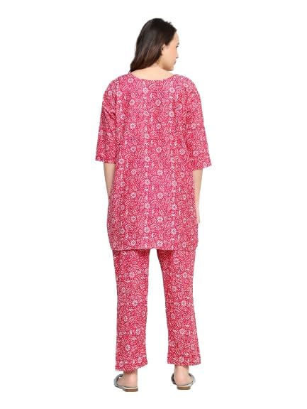 Image of AALIT Cotton Printed Co-Ord Set for Women - Nightwear Pajama Set with Pockets | Soft & Breathable Two-Piece Outfit for Sleep & Lounge