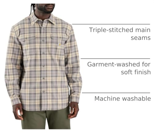 Image of Carhartt Men's Loose Fit Heavyweight Flannel Long-Sleeve Plaid Shirt