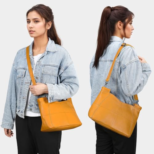 Image of Genuine Leather Women Handbags and Purses Designer Medium Tote Bag Fashion Shoulder Crossbody Satchel Hobo Bag