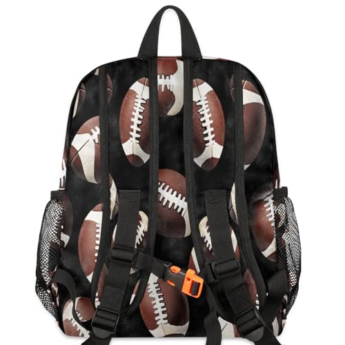 Image of Toddler Sports Backpack for Boys Girls,12 Inch Kids Backpack for Preschool Kindergarten Elementary,Lightweight Small Bookbag with Chest Strap for Daycare Travel,Footballs Rugby Ball Texture