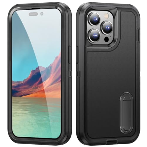 Coque antichoc iPhone 14 Pro Max robuste pour activités outdoor et chantiers avec support noir