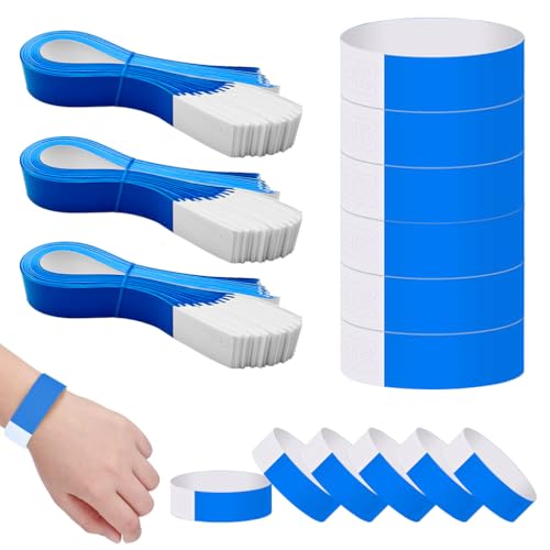 HASTHIP® 300 Pack Paper Wristbands for Events - Neon, Lightweight, Colored, Waterproof Arm Bands for Concert Party - Blue