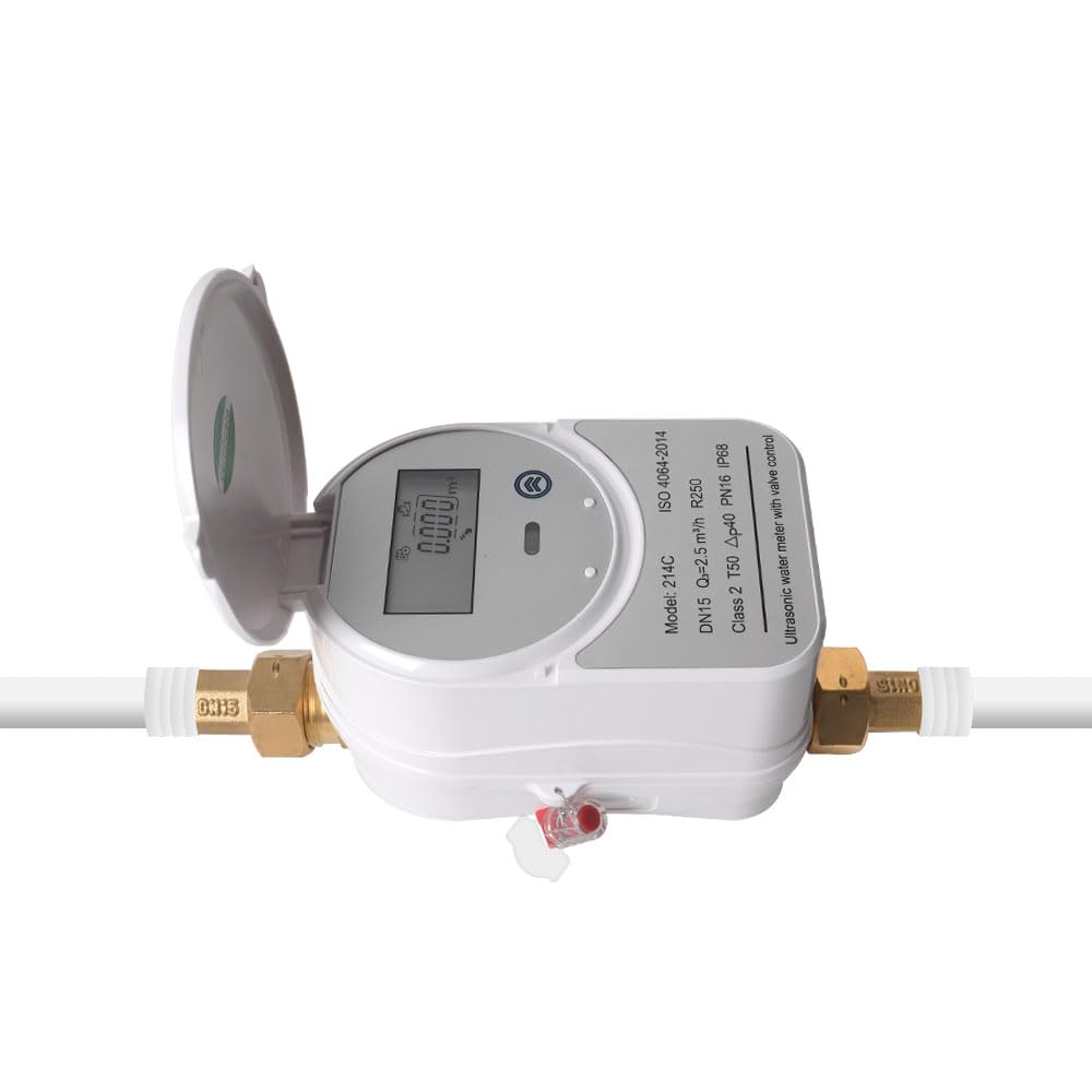 Tuya Zigbee Smart Ultrasonic Valve Controlled Water Meter,LCD Date Display/Threshold Alarms,Water Quantity Measurement,Water Quantity Flow Consumption IP68,Tuya Zigbee Hub Need (DN15)