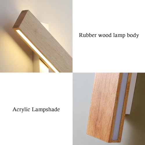 Aplique de pared interior nórdico LED rectangular de madera para sala 8