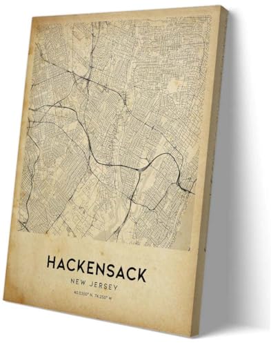 Zhumendi Hackensack Vintage Map Poster Hackensack Street Prints New Jersey