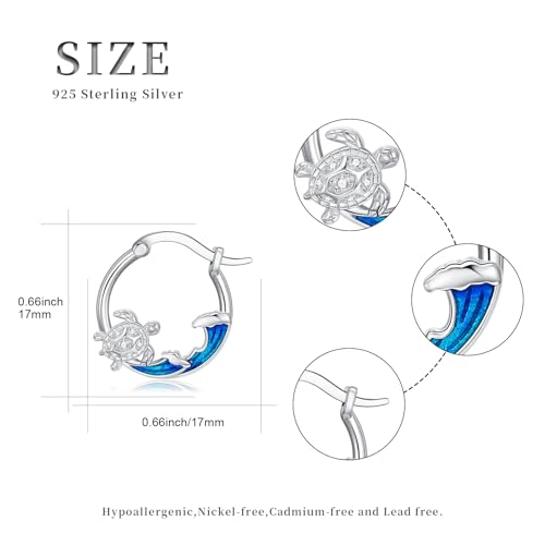 YYmqmq Ocean Guardian Sea Turtle Earrings – 925 Sterling Silver Huggie Hoops for Women – Perfect Gifts for Turtle Lovers - Image 4