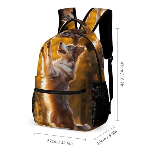 Australian Shepherd Autumn Travel Backpack Casual Daypack Shoulder Bag with Adjustable Shoulder Straps2