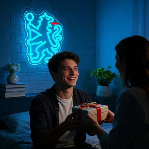 Image of Football Neon Sign for Wall Decor Soccer Team Logo LED Light for Man Cave