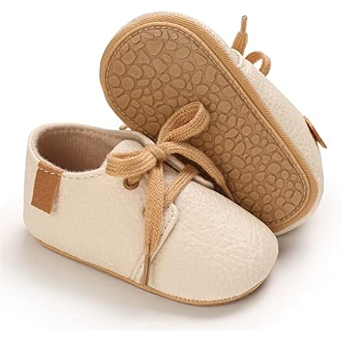 WILLFUN Baby Boys Girls PU Leather Shoes Soft Rubber Sole Lace-up Oxford Sneakers Infant Crib Shoes Cover