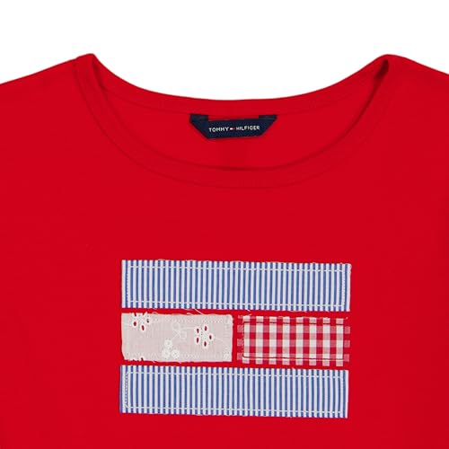 Image of Tommy Hilfiger Girls' Short Sleeve Flag Logo Tee, Soft & Comfortable