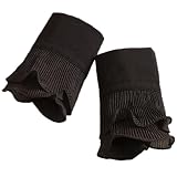 [DAYCLOSET] レディース 付け袖 レーススリーブ 重ね着風コーデ カラバリ シンプル 秋冬 tops1689 (K：ブラック, Free)