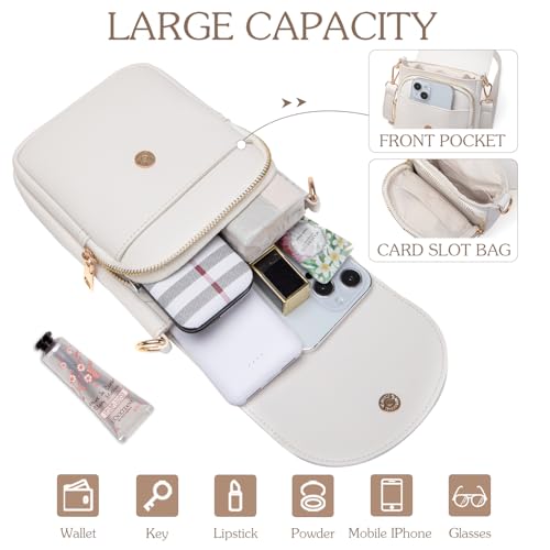 Image of Viverte Crossbody Purse for Teen Girls Small Initial Cell Phone Toddler Purse Leather Triple Compartment Crossbody Bags