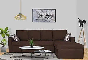 Adorn India Straight Line 6 Seater Corner Cum Bed Descent Right Hand Side (Brown)