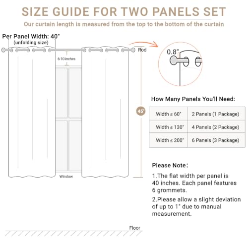 Image of Linen Textured Total Blackout Curtains 45 Inches Long, Greyish White | 100% Blackout Shield Grommet Blackout Curtains for Bedroom, Thermal Insulated Drapes for Living Room, 40 inchW x 45 inchL, 2 Panels
