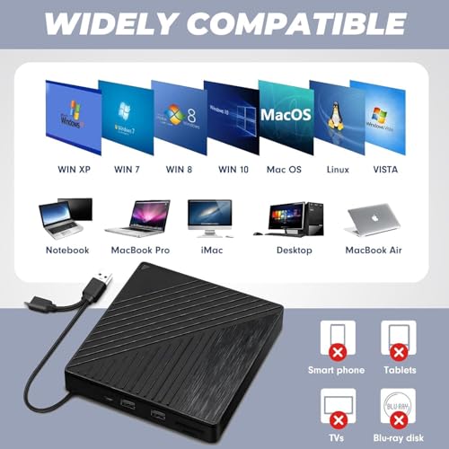 Unidad externa 5 en 1 para CD y DVD portátil para laptop miniatura 3