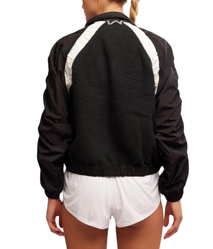 Free People, Women's, Amelia Zip Up Fleece, Black/White Combo, X-Large3