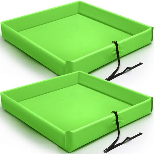 Frienda 2 Pcs Folding Duck Pond 4' x 4' x 6" Portable Heavy Duty PVC Leak Containment Tray for Oil Changes, Generator Fueling, Vehicle Maintenance, Duck Pool, Pig Cooling Pool &amp; Pet Bath(Green)