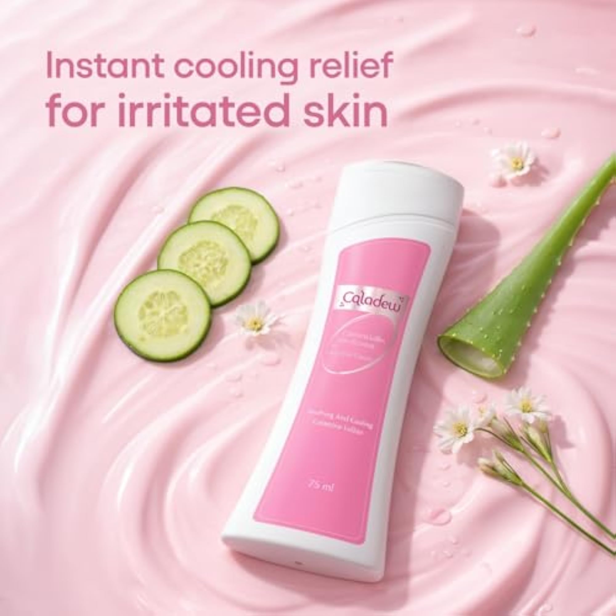 Caladew Calamine Lotion with Aloe Vera and Cucumber Extract, 75ml