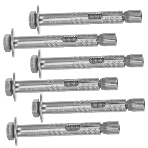 SOLUSTRE 6 Pack M6x60 Expansion Anchor Bolts Heavy Duty External Nut Anchors Fixing Anchors for Drywall Concrete Wood Sturdy Stainless Steel Constructi