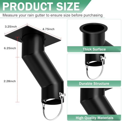 Famiron Rain Chain Gutter Adapter Kit for Drains Not Directly Under Gutter, Pinned Metal Rain Chain Installer - Black