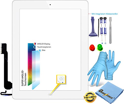 Écran tactile iPad 4 Blanc avec vitre numériseur verre bouton home et outils réparation Best