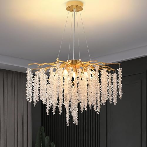 Image of Luxury Modern K9 Crystal Chandelier Lighting Fixture | Italian Style 6-Light Crystal Chandelier Ceiling Light for Living Room, (Round-corona-600MM)