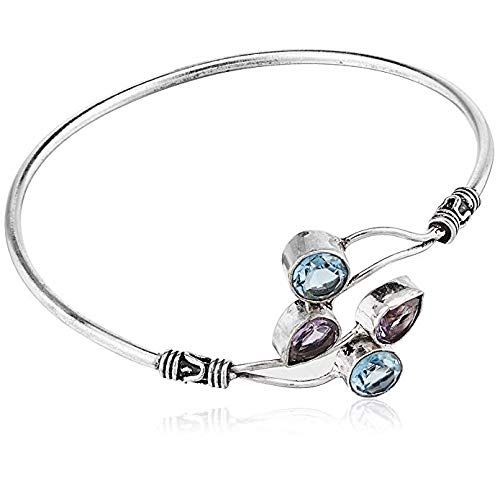 El Regalo Party-wear Stones Studded Adjustable Cuff Bracelet in Silver Finish- Valentines Day Jewelry Gift for Girlfriend/Wife (Purple & Light Blue) (B0849Y5YLL) Amazon Price History, Amazon Price Tracker