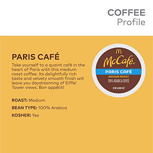 Image of McCafe Paris Cafe, Single Serve Coffee Keurig K-Cup Pods, Medium Roast Coffee, 12 Count