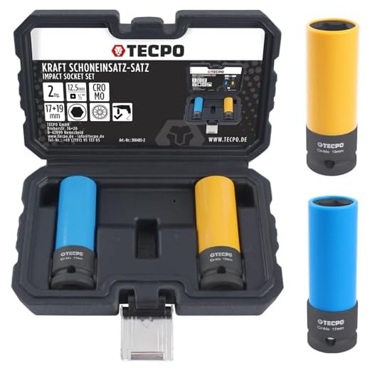 TECPO Kraft Schoneinsätze 2-teilig Alu-Felgen Nuss Set Steckschlüssel Satz Stecknüsse SW 17mm 19mm