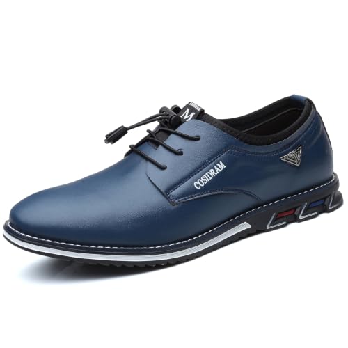 Image of COSIDRAM Mens Business Dress Shoes Casual Slip-on Comfort Walking Shoes | Practical elastic quick-lace design, sleek upper silhouette, easy to match jeans and trousers for business casual daily looks