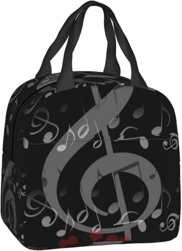 音楽ノート ハート 多機能保冷保温弁当箱 肩掛けエコバッククーラーバッグ プチ防水ランチトートバッグ