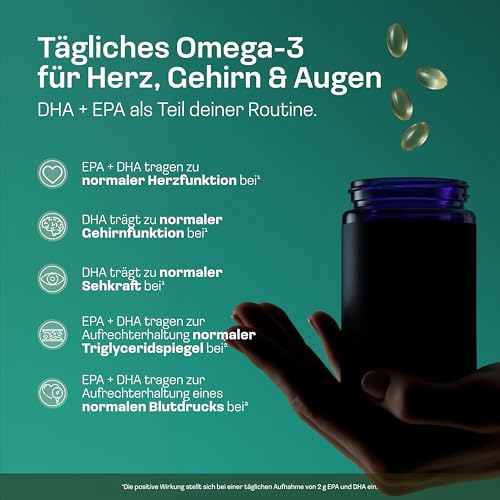 NatuRise® Omega 3 Vegan 120 Kapseln – 1440mg Algenöl pro Tag davon 869mg Omega-3 (DHA, EPA & DPA) – Hochdosiert – Laborgeprüft – Triglycerid-Form – UV-geschützt – Fischöl Alternative 5