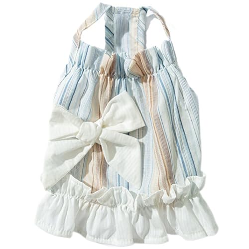 JPETTOペット服 かわいい 犬服 ワンピース 春夏 猫服 犬の洋服 スカート レース ドレス 蝶?び 日焼き防ぐ 通気性 お姫様 祝い 記念撮影 小型犬 中型犬 お散歩25-ML0096#B#ブルーL