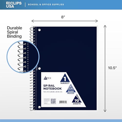 Cahier quadrillé à spirale grand format papier dessin technique E-CLIPS USA - 2