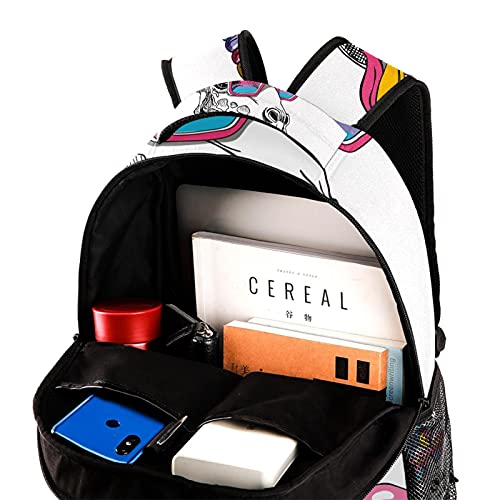 Sac à dos licorne multicolore avec poches pour l'école - 4