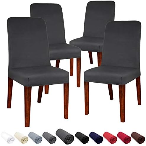 JARITTO Large Size Modern Chair Cover Armless Chair Slipcover Elastic Chair Seat Protector Washable Removable for Dining Room Kitchen Hotel Restaurant Wedding Party 4 Pieces (White)