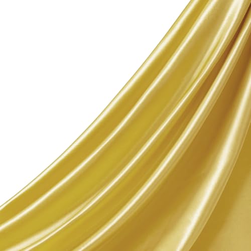 Q&J Fabric Co. Gold Satin Fabric by The Yard 1 Yard x 55 Inch Charmeuse Satin Fabric Silky & Shiny Cloth Fabric Smooth Bridal Satin Fabric for Wedding Dress Clothing Making DIY Crafts Sewing