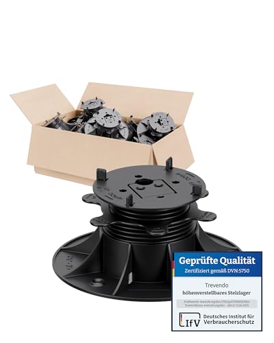 Trevendo CLEVER LINE Lot de 25 plots (40-80 mm), réglables en hauteur, pour plaques de pierre, planches en WPC et en bois, capacité de charge jusqu'à 500...