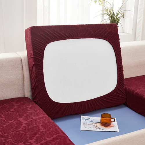 Funda sofa cojin separado Wine Red jacquard elastica universal de poliester en talla Plus Size 1 S 3