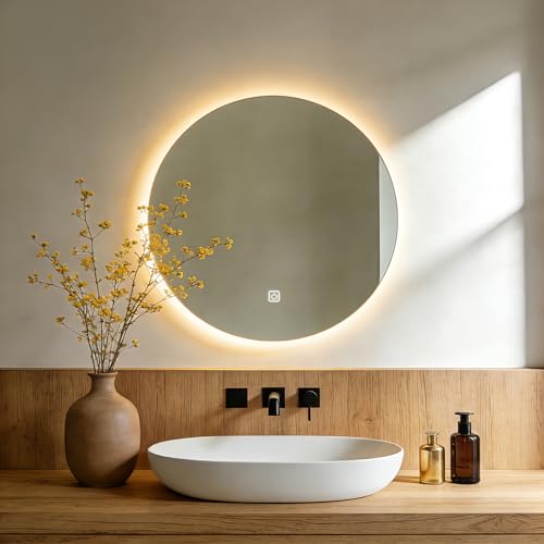 AOSHEEYIY 20 Inch Round LED Bathroom Mirror with Lights, Lighted