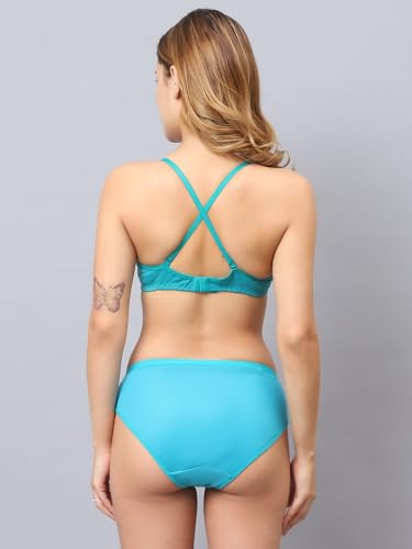 Image of Cotton Blend Light Padded Non Wired Full Coverage Bra and Panty Set Lingerie Set for Girls and Women